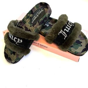Juicy Couture Camouflage Fur Slides